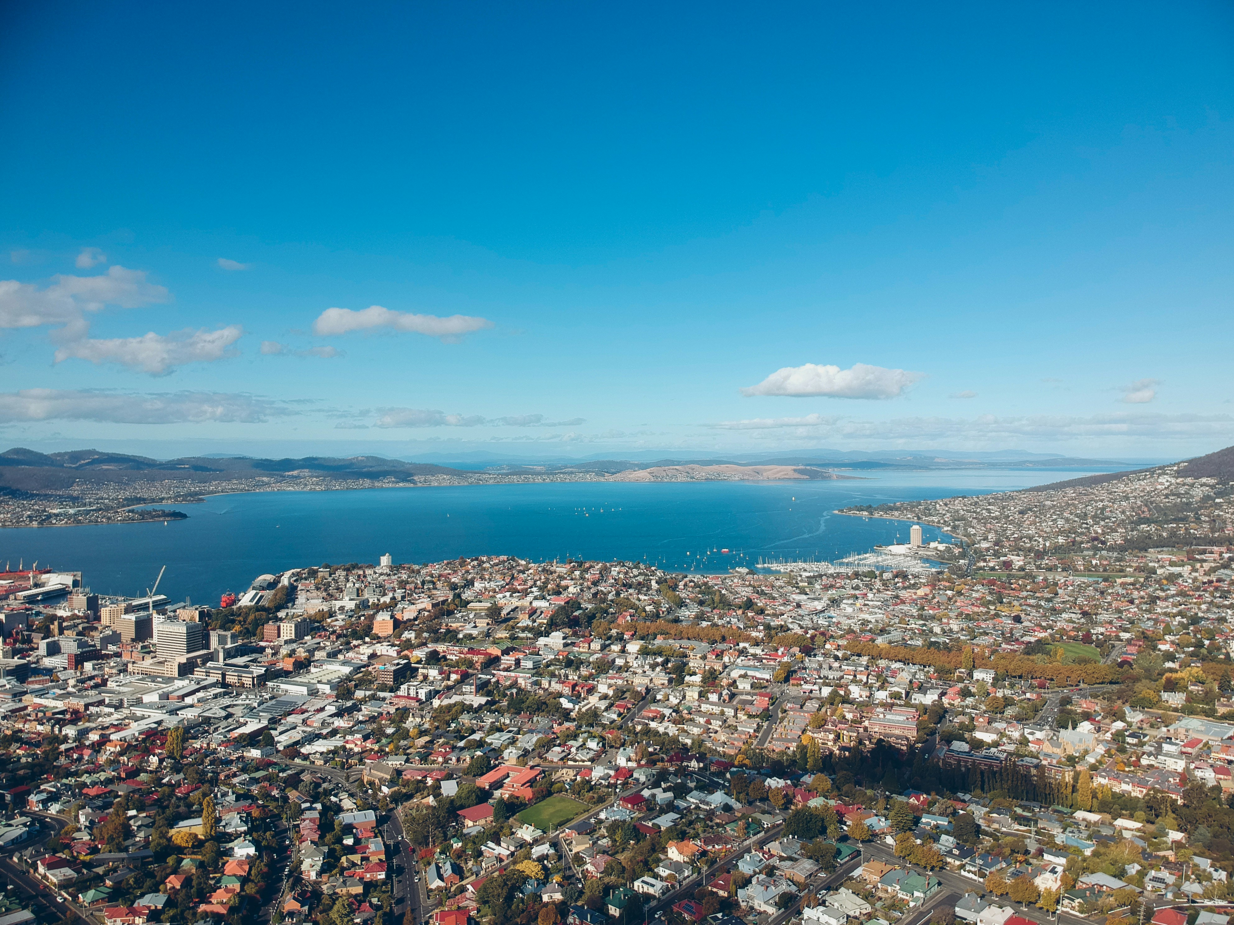 Hobart aerial city view